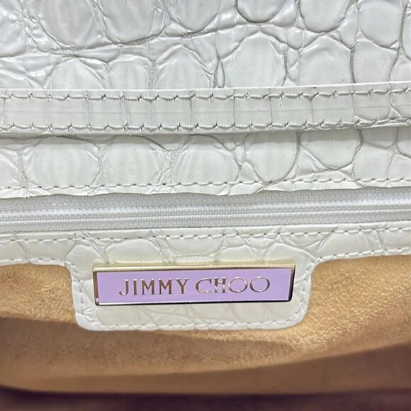 Auth JIMMY CHOO Rosalie - White Leather Handbag - Picture 10 of 11